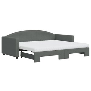 vidaXL Lit de jour avec gigogne et matelas gris foncé 90x190 cm tissu