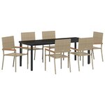 vidaXL Ensemble de salle à manger pour jardin 7 Pièces Beige polyrotin