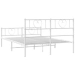 vidaXL Cadre de lit métal sans matelas et pied de lit blanc 140x200 cm
