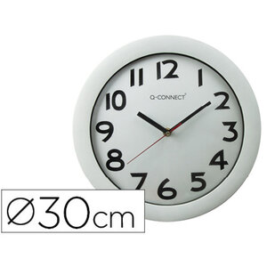 Q-connect horloge murale - Plastique - Diamètre 30 cm - Blanc