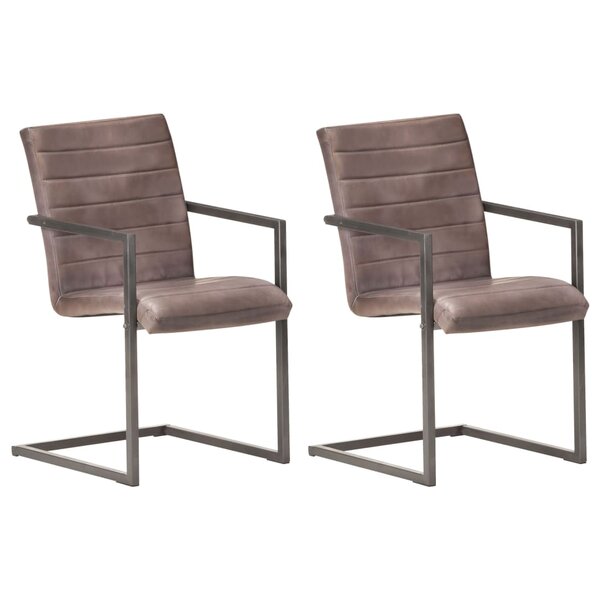 vidaXL Chaises à manger cantilever lot de 2 marron cuir véritable