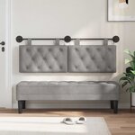 vidaXL Tête de lit suspendue Avec lumière LED Gris clair Velours