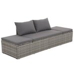 vidaXL Lit de jardin Gris 195x60 cm Résine tressée