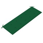 vidaXL Banc de jardin avec coussin vert 150 cm Bois de teck massif