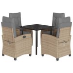 vidaXL Ensemble à manger de jardin coussins 5 Pièces mélange beige rotin
