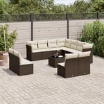 vidaXL Salon de jardin avec coussins 12 Pièces marron résine tressée