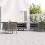 vidaXL Salon de jardin 6 Pièces avec coussins Gris Résine tressée