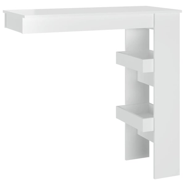 vidaXL Table bar mural Blanc Brillant 102x45x103 5cm Bois d'ingénierie
