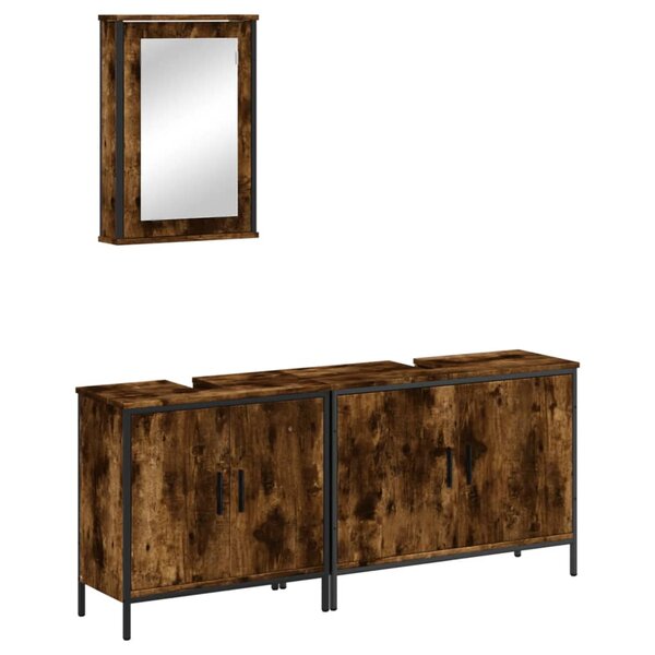 vidaXL Ensemble de meubles de salle de bain 3 Pièces Chêne fumé