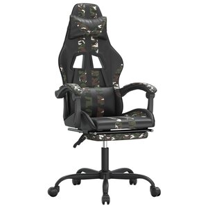 vidaXL Chaise de jeu avec repose-pied Noir et camouflage Similicuir