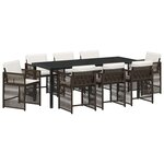 vidaXL Ensemble de salle à manger pour jardin 9 Pièces Marron polyrotin