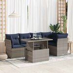 vidaXL Salon de jardin avec coussins 6 Pièces gris résine tressée acacia