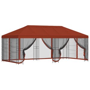 vidaXL Gazebo avec murs latéraux 6 x 3 m Terre cuite