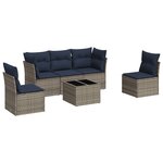 vidaXL Salon de jardin 6 Pièces avec coussins gris résine tressée