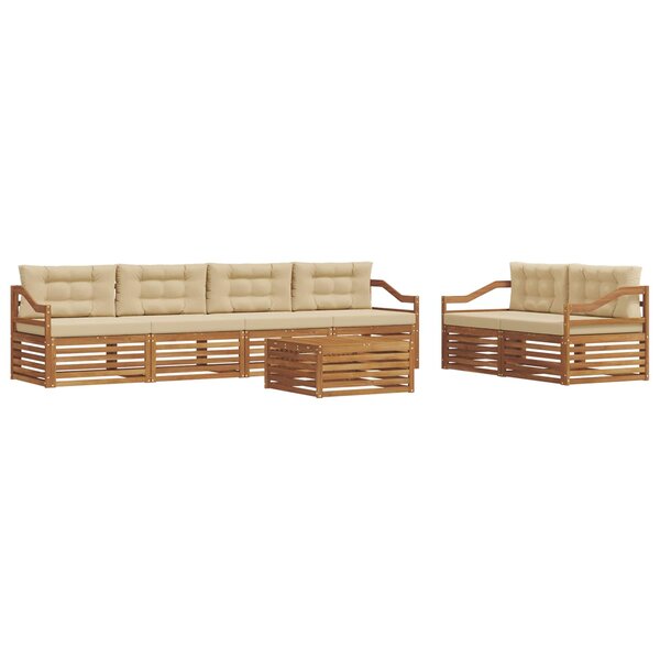 vidaXL Ensemble de canapés d'extérieur 7 pc Naturel et Beige