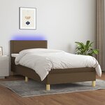 vidaXL Sommier à lattes de lit matelas et LED Marron foncé 100x200 cm