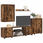 vidaXL Ensemble meuble TV 4 Pièces Chêne Fumé Bois d'ingénierie