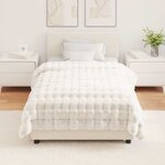 vidaXL Couverture en Fourrure de Lapin Synthétique Blanc 130 x 150 cm
