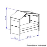 Lit cabane 90x200 chene blanc
