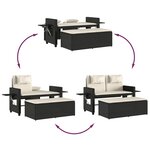 vidaXL Banc inclinable de jardin avec coussins noir résine tressée