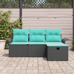 vidaXL Ensemble de canapé de jardin avec coussin 4 Pièces Poly rotin