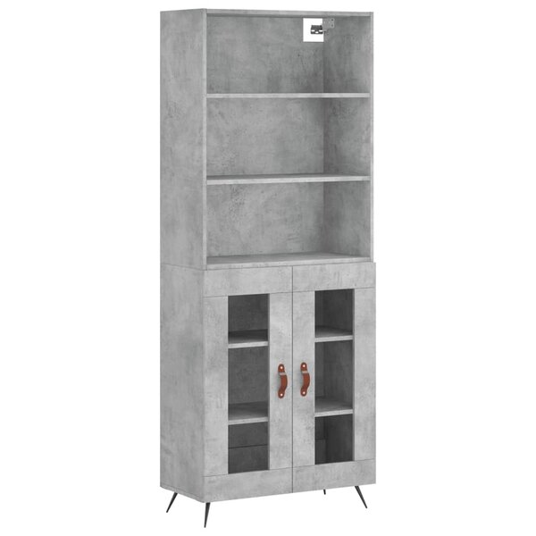 vidaXL Buffet haut Gris béton 69 5x34x180 cm Bois d'ingénierie