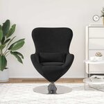 vidaXL Fauteuil œuf Noir 63 x 73 x 90 cm Velours