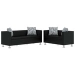 vidaXL Jeu de canapé à 2 places et à 3 places Cuir synthétique Noir