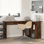 vidaXL Bureau d'ordinateur en chêne fumé Chêne fumé Bois d'ingénierie