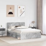 vidaXL Cadre de lit avec tête de lit Béton 160 x 200 cm Pin massif