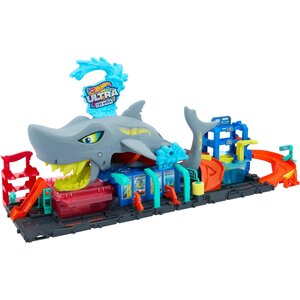 Mattel HTN82 - Hot Wheels City-Station De Lavage Requin Coffret Voiture