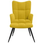 vidaXL Fauteuil relax avec tabouret en velours jaune moutarde