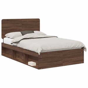 vidaXL Cadre de lit Chêne brun 120 x 190 cm Bois de pin massif