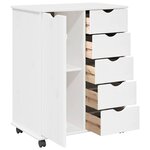 vidaXL Cabinet roulant Blanc 63 5 x 39 x 79 cm Bois de Pin Massif