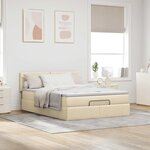 vidaXL Lit ottoman avec matelas et LED crème 140x190 cm tissu