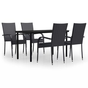 vidaXL Ensemble à manger de jardin 5 Pièces Noir