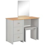 vidaXL Coiffeuse avec miroir et tabouret Gris 104 x 45 x 131 cm