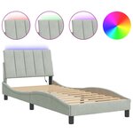vidaXL Cadre de lit avec LED sans matelas gris clair 80x200 cm velours