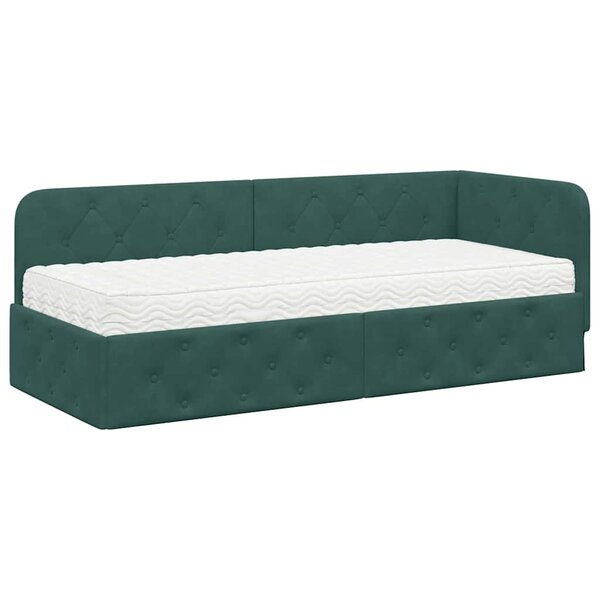 vidaXL Cadre de lit d'angle Vert foncé 80 x 200 cm Velours