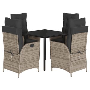 vidaXL Ensemble à manger de jardin 5 Pièces coussins gris résine tressée