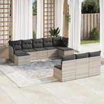 vidaXL Salon de jardin avec coussins 10 Pièces gris clair résine tressée