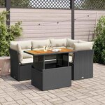 vidaXL Salon de jardin 5 Pièces avec coussins noir résine tressée