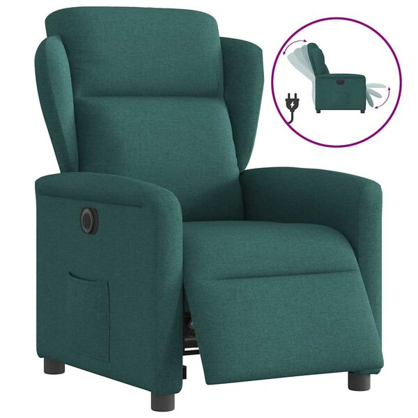 vidaXL Fauteuil inclinable électrique Vert foncé Tissu