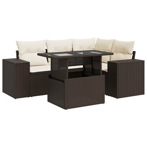 vidaXL Salon de jardin avec coussins 5 Pièces marron résine tressée