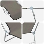 vidaXL Chaises longues pliables lot de 2 Acier et tissu Gris