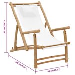 vidaXL Chaise de terrasse Bambou et toile Blanc crème