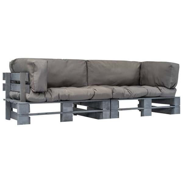 vidaXL Canapés de jardin palette 2 Pièces avec coussins gris Pinède