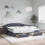 vidaXL Lit de jour avec gigogne et tiroirs gris foncé 90x200cm velours