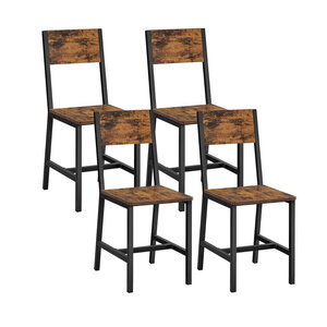 Chaise de salle à manger lot de 2 sièges cadre en acier style industriel salon cuisine marron rustique et noir 12_0004935