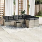 vidaXL Salon de jardin avec coussins 10 Pièces gris clair résine tressée